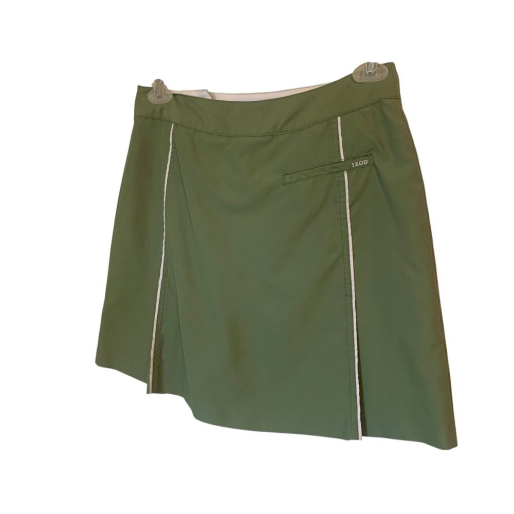 Y2K IZOD Women’s Skort Green White Piping Sz M Country Club Tennis Pickleball
